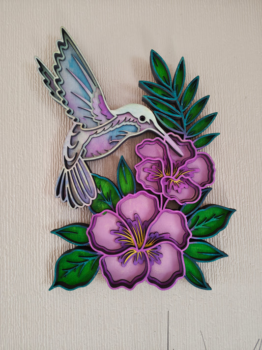 Multi Layered Humming bird  laser cut wall art