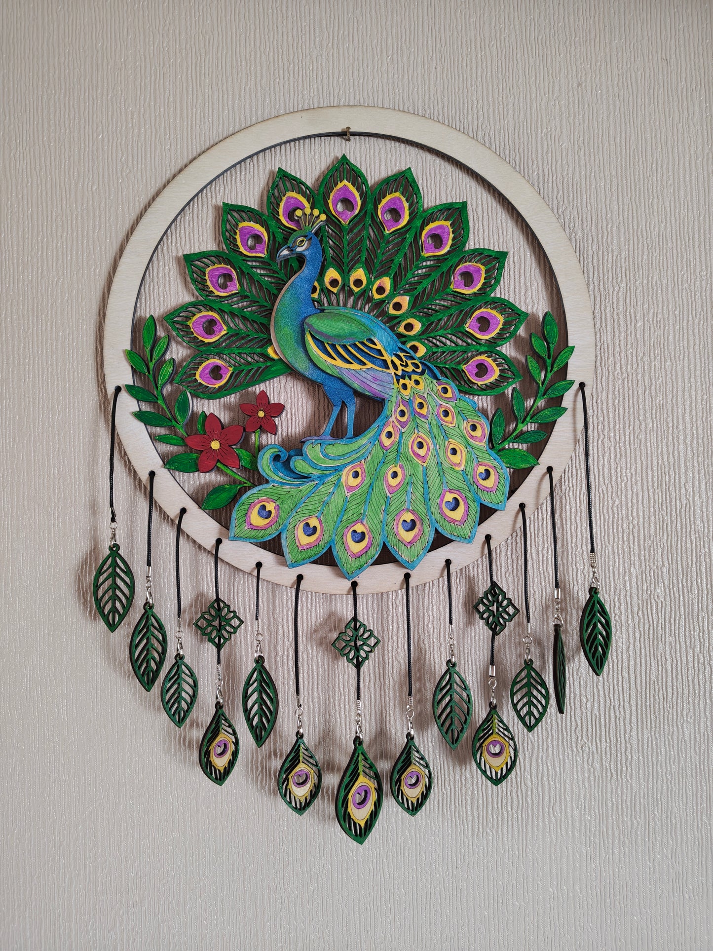 Multi Layered Peacock  laser cut wall art