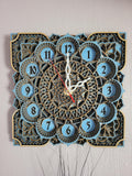 Multi layered laser cut wall art Clock.