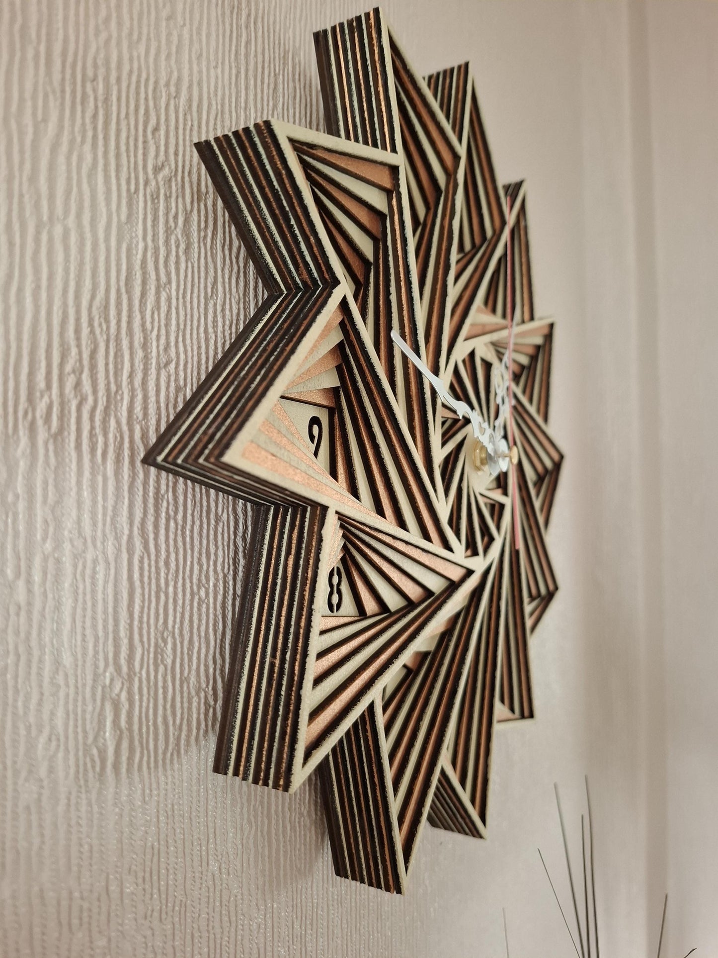 Multi layered laser cut wall art Clock.