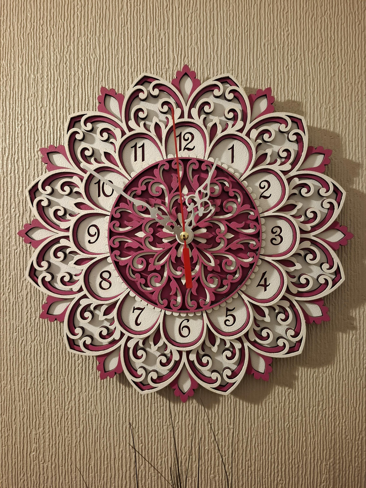 Multi layered laser cut wall art Clock.