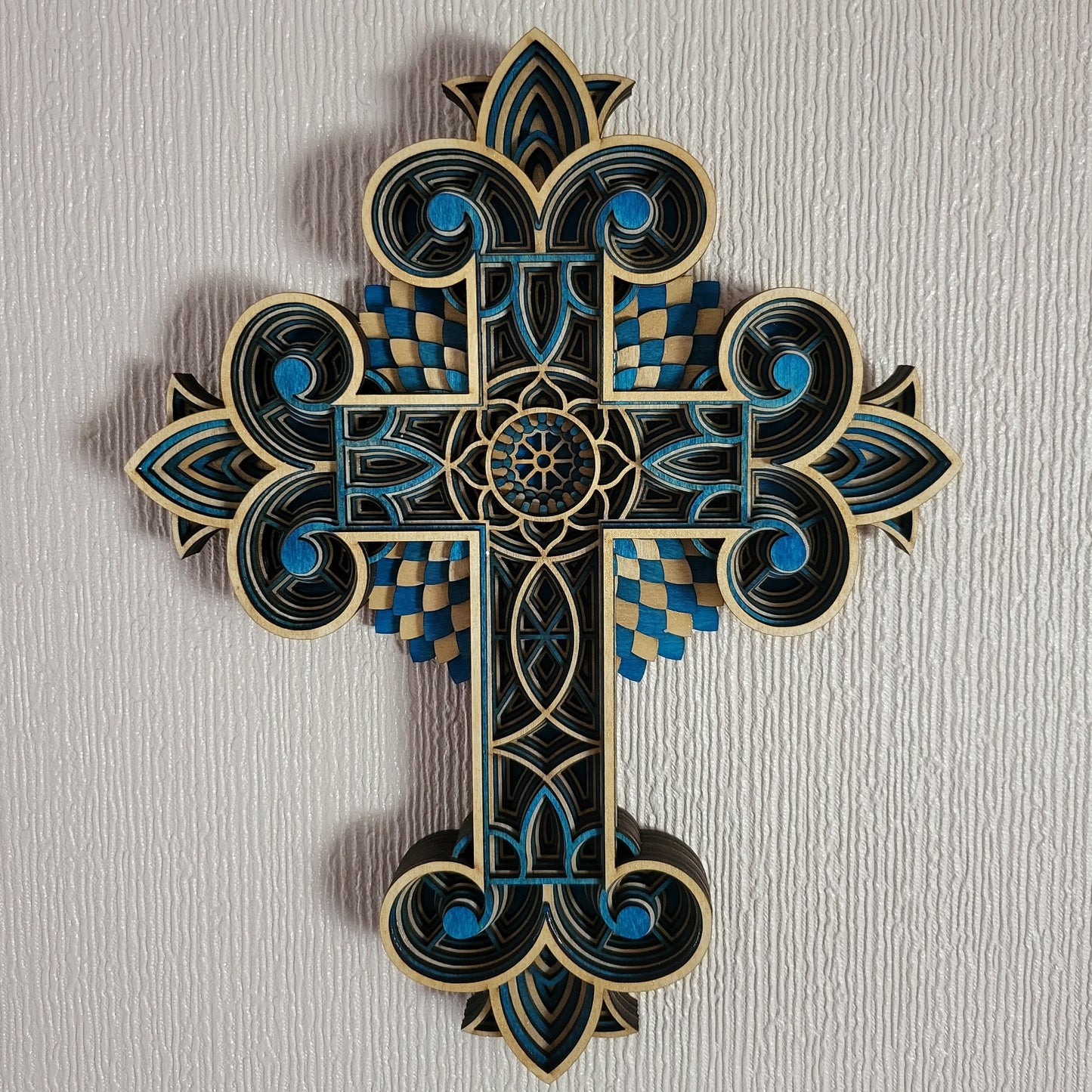 Multi Layered laser cut wall art Cross