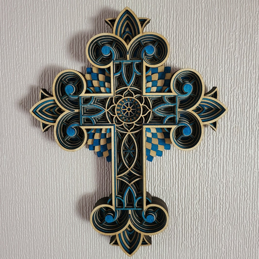 Multi Layered laser cut wall art Cross