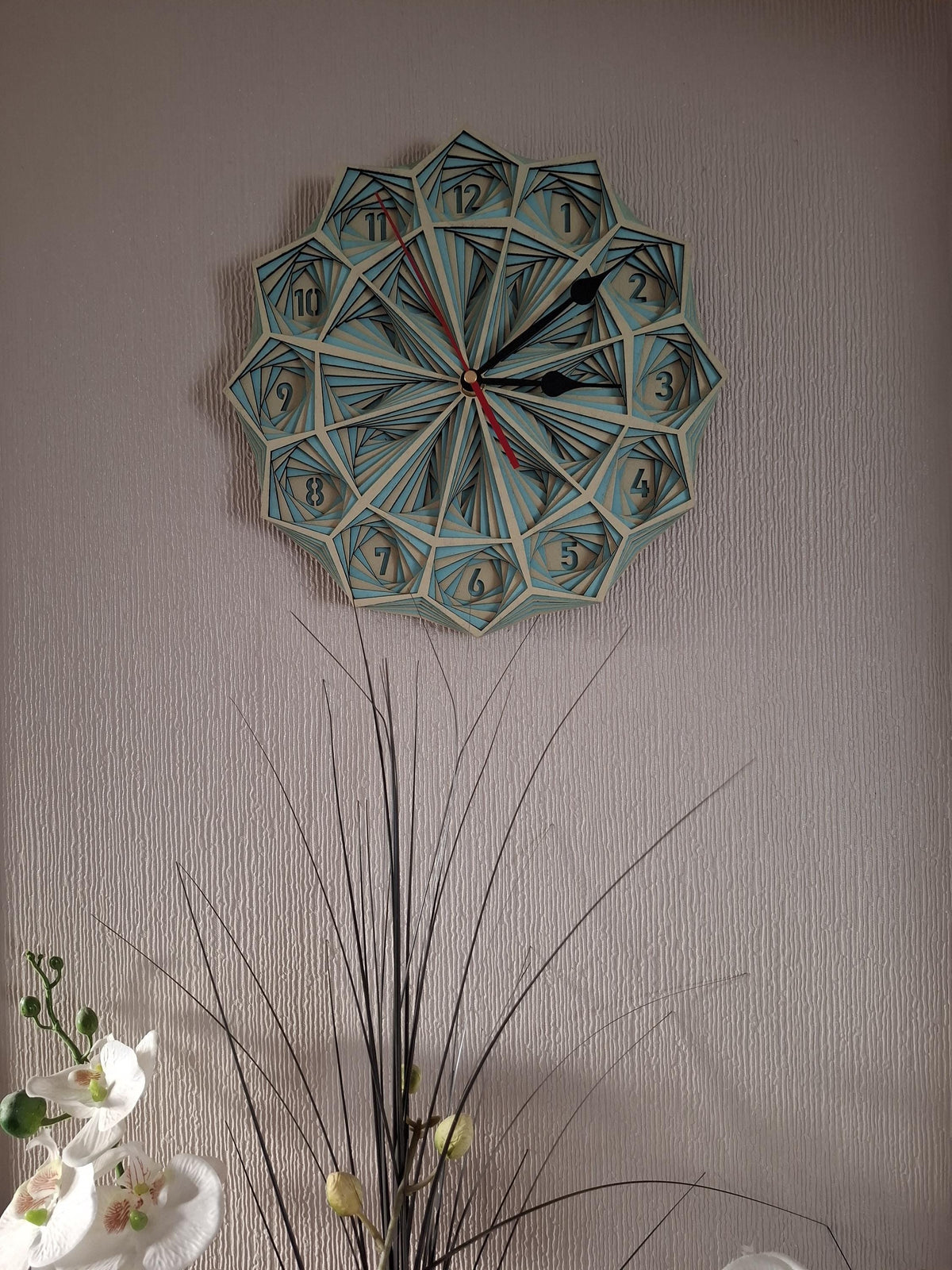 Multi Layered laser cut wall art clock