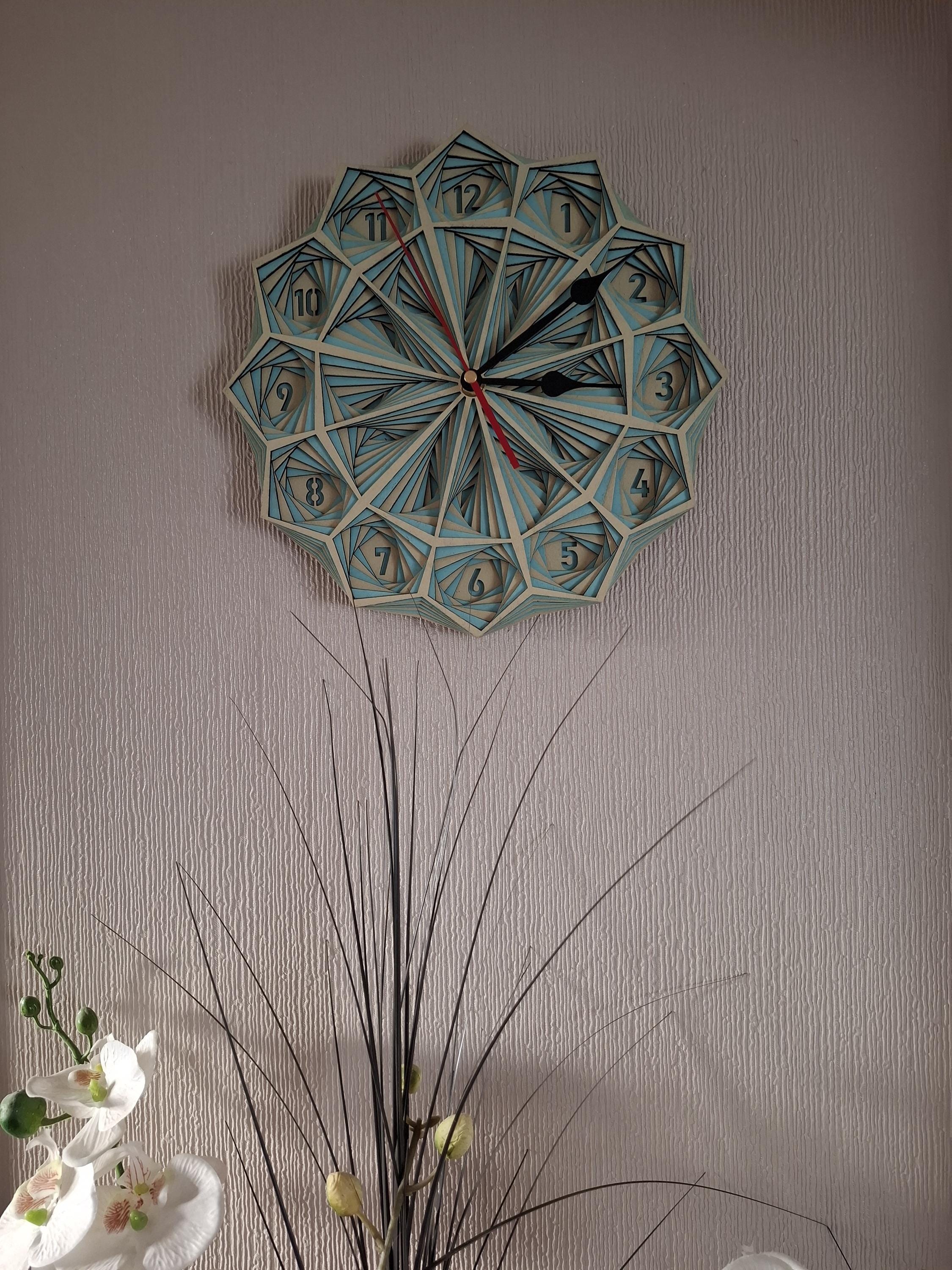 Multi Layered laser cut wall art clock