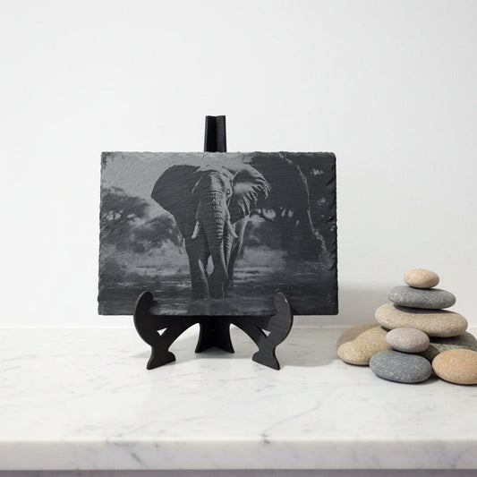 Slate, Lasered engraved, Elephant