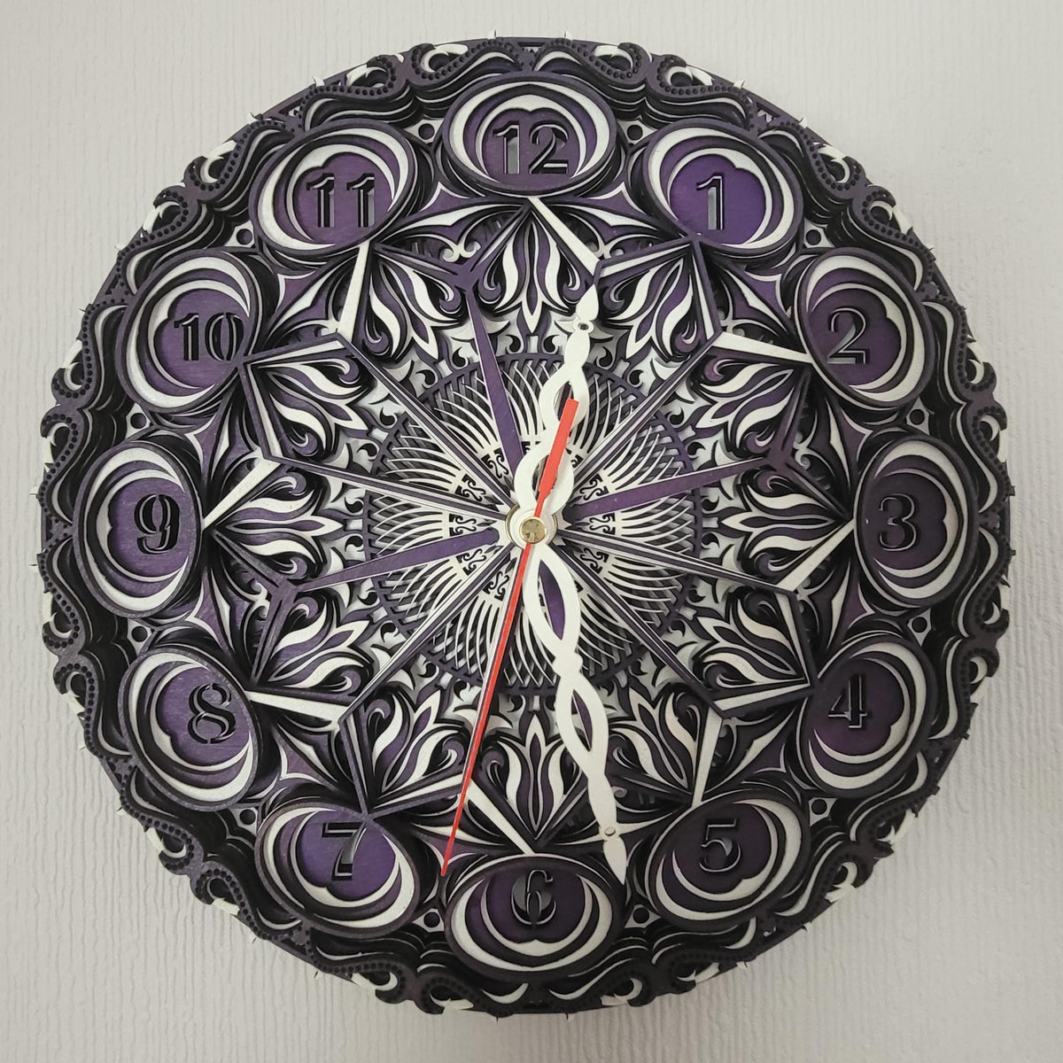 Multi layered laser cut wall art Clock.