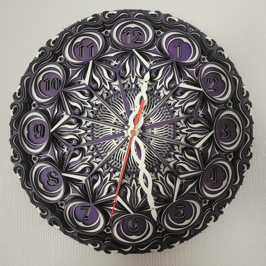 Multi layered laser cut wall art Clock.