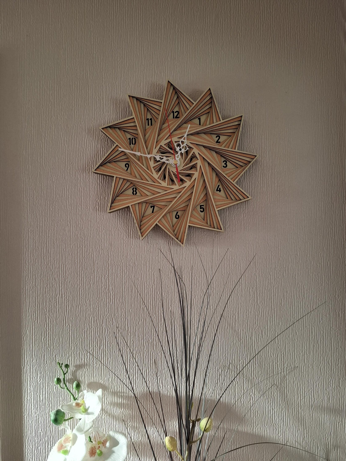 Multi layered laser cut wall art Clock.