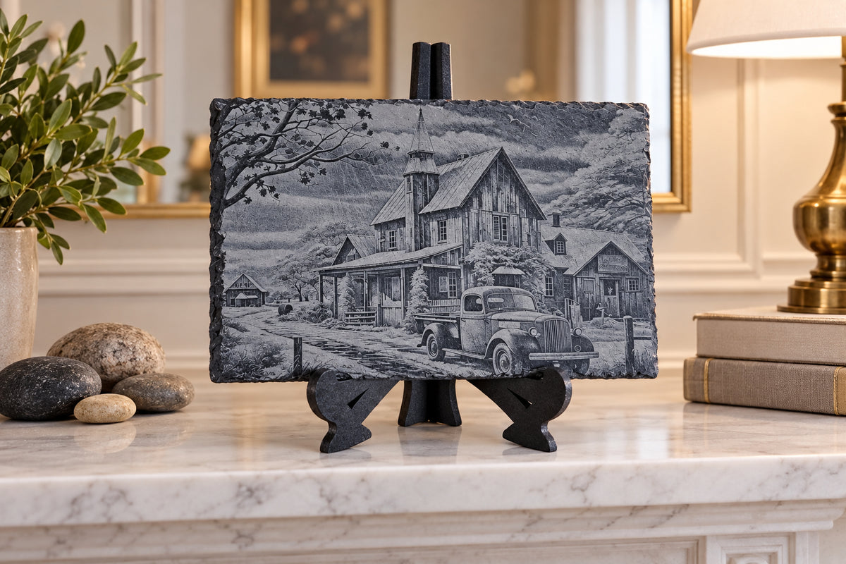 Slate, Lasered engraved, Farm House