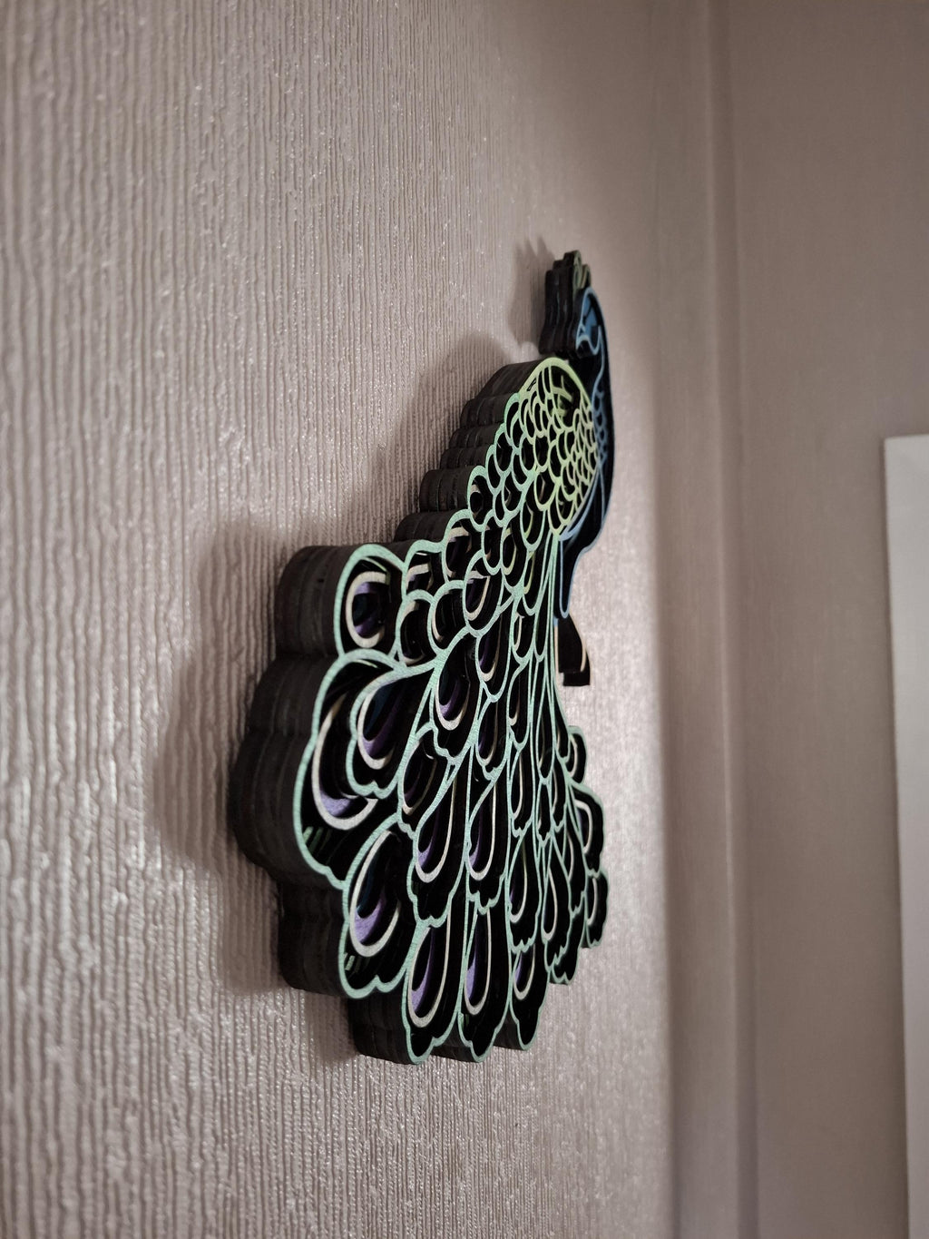 Multi Layered Peacock  laser cut wall art
