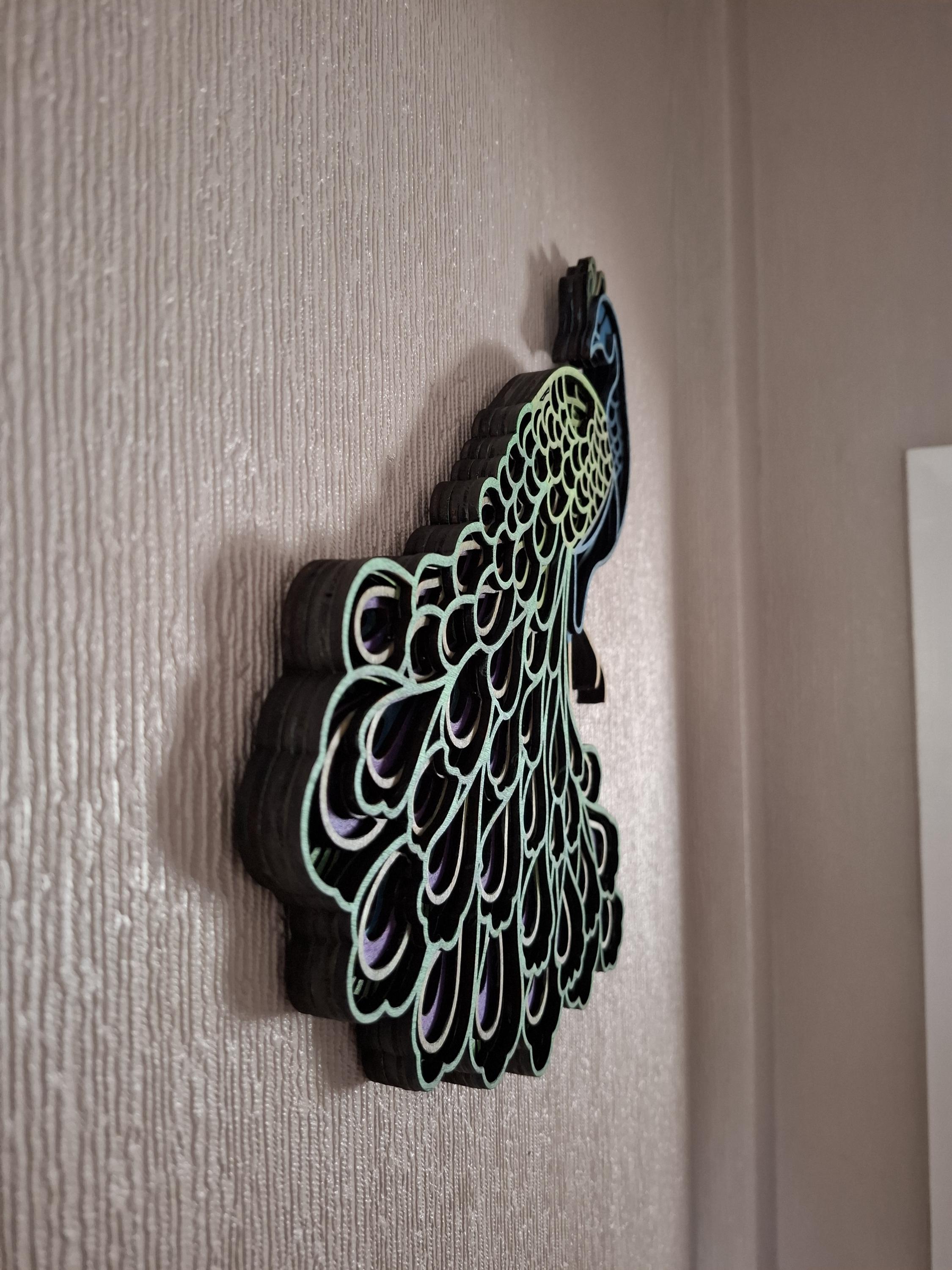 Multi Layered Peacock  laser cut wall art