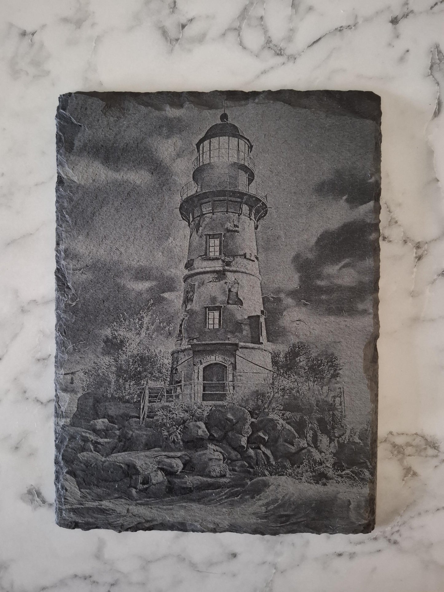 Slate, Lasered engraved, Light house