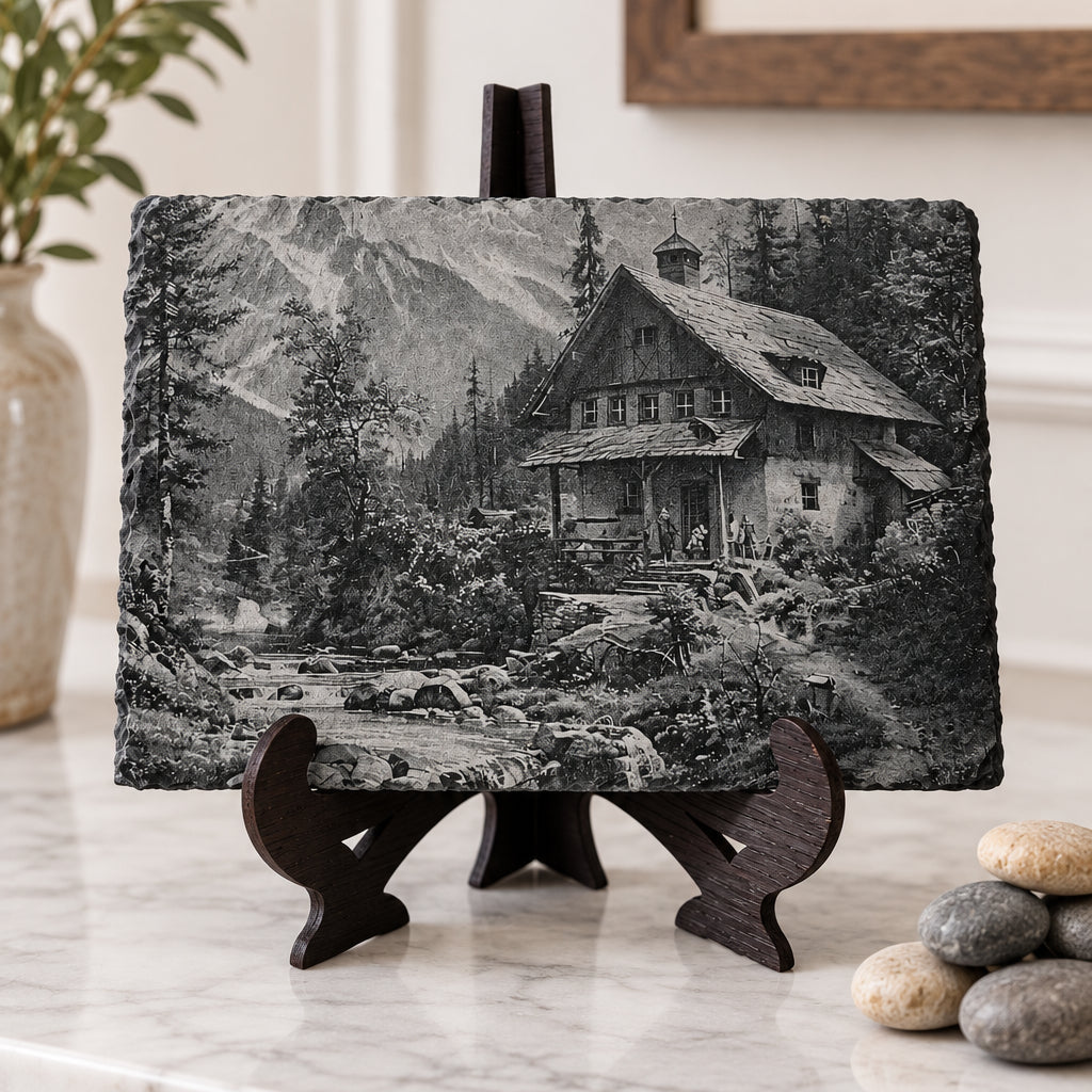 Slate, Lasered engraved, Mountain home
